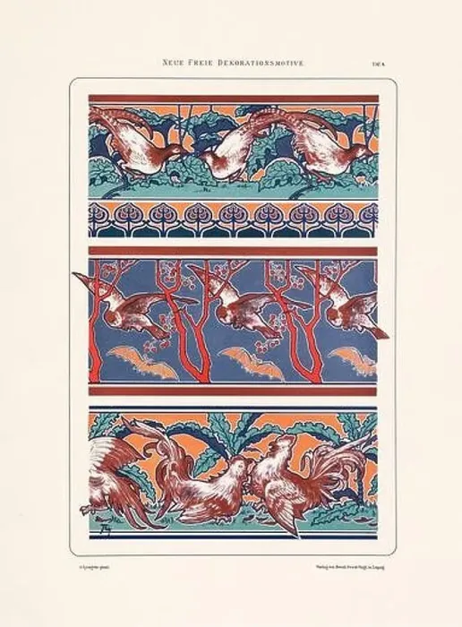 Framed Print : Vintage floral design in Art Nouveau style. Illustration from a German book from the 1800s Framed Print : Vintage floral design in Art Nouveau style. Illustration from a German book from the 1800s