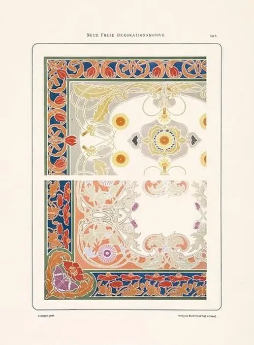 Framed Print : Vintage floral design in Art Nouveau style. Illustration from a German book from the 1800s Framed Print : Vintage floral design in Art Nouveau style. Illustration from a German book from the 1800s
