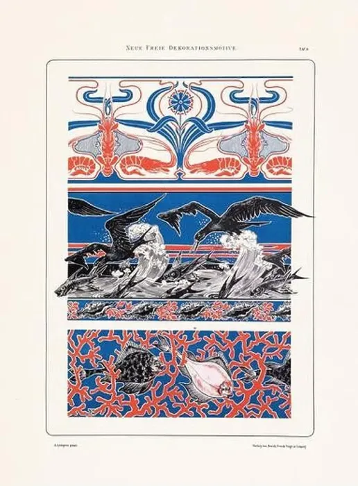 Framed Print : Vintage floral design in Art Nouveau style. Illustration from a German book from the 1800s Framed Print : Vintage floral design in Art Nouveau style. Illustration from a German book from the 1800s