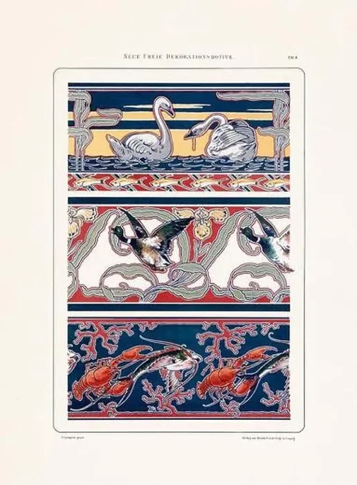 Framed Print : Vintage floral design in Art Nouveau style. Illustration from a German book from the 1800s Framed Print : Vintage floral design in Art Nouveau style. Illustration from a German book from the 1800s