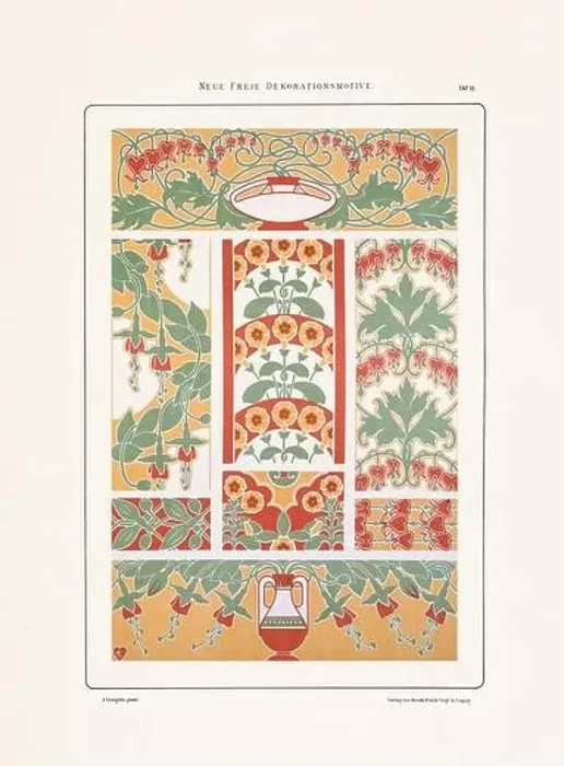 Framed Print : Vintage floral design in Art Nouveau style. Illustration from a German book from the 1800s Framed Print : Vintage floral design in Art Nouveau style. Illustration from a German book from the 1800s