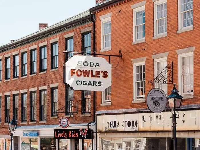 Framed Print : Vintage Fowles Cigars sign in downtown Newburyport, Massachusetts