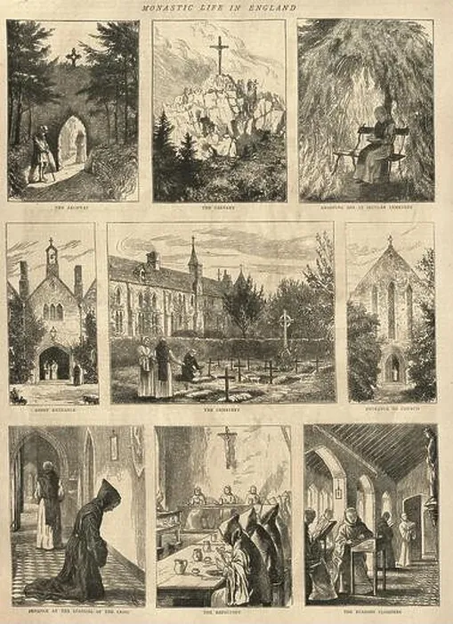 Framed Print : Vintage illustration of Monastic life in England Framed Print : Vintage illustration of Monastic life in England