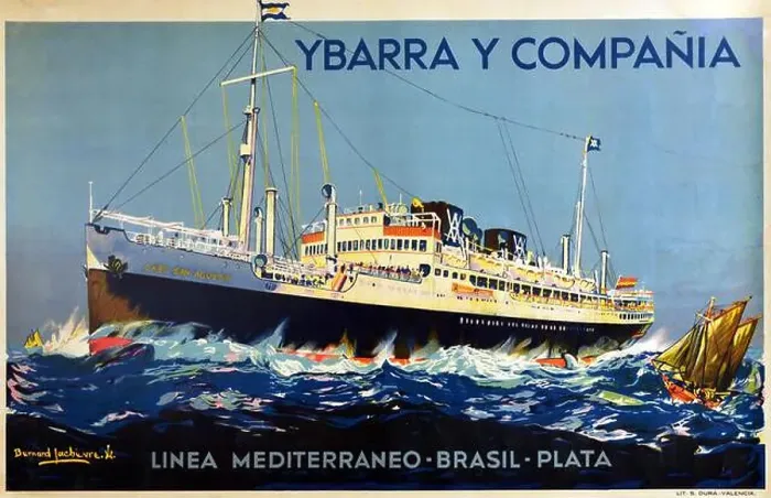Framed Print : Vintage Poster – Mediterranean Brazil Cruise Liner Travel Ybarra Y Compania – Ship Art – Linea Mediterraneo – Brasil – Framed Print : Vintage Poster – Mediterranean Brazil Cruise Liner Travel Ybarra Y Compania – Ship Art – Linea Mediterraneo – Brasil –