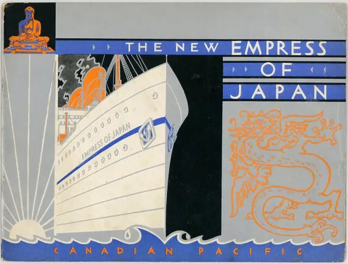 Framed Print : Vintage Travel booklet artwork for The New Empress of Japan by the Canadian Pacific. 1930 Framed Print : Vintage Travel booklet artwork for The New Empress of Japan by the Canadian Pacific. 1930