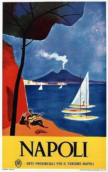 Vintage Travel Poster, 1890 1900 Naples Napoli Italy