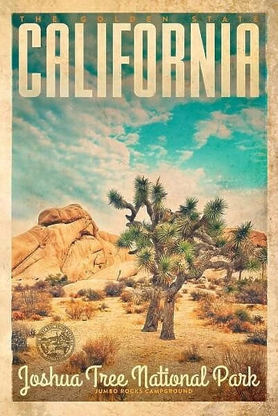 Vintage Travel Poster from Joshua Tree National Park in California United States of America