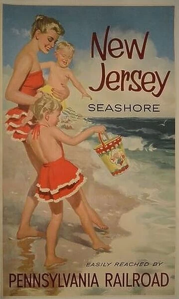 A vintage travel poster for the New Jersey Seashore via the Pennsylvania Railroad