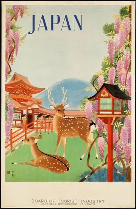 Framed Print : Vintage; Travel; Poster; promoting; tourism; destinations; Japan