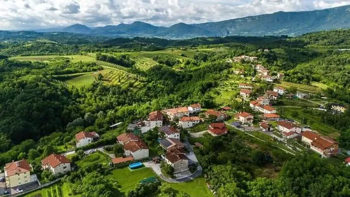 Framed Print : Vipava Valley Townscape and Vineyards from a Drone Perspective Framed Print : Vipava Valley Townscape and Vineyards from a Drone Perspective