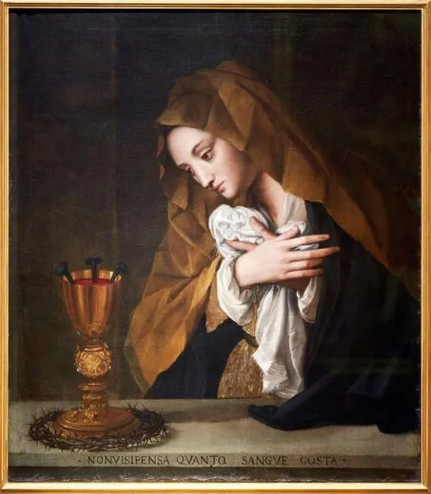 Framed Print : The Virgin Adoring the Symbols of the Passion of Christ Framed Print : The Virgin Adoring the Symbols of the Passion of Christ