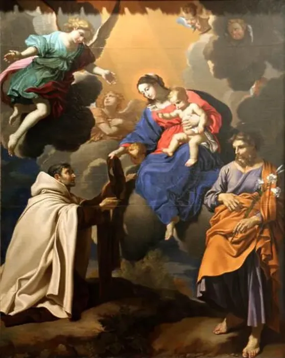 Framed Print : The Virgin Giving the Scapular to St Simon Stock 1644 by Nicolas Mignard Framed Print : The Virgin Giving the Scapular to St Simon Stock 1644 by Nicolas Mignard