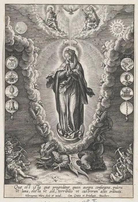 Framed Print : The Virgin with the Symbols of the Lauretanian Litany ca Framed Print : The Virgin with the Symbols of the Lauretanian Litany ca