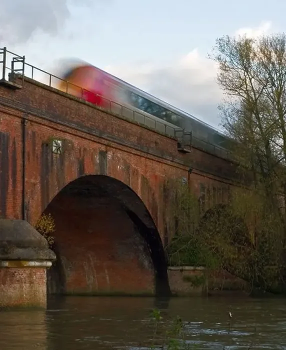 Framed Print : Virgin train speeding over bridge Framed Print : Virgin train speeding over bridge