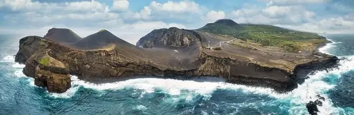 Framed Print : Volcano dos Capelinhos on the island Faial from drone, Panoramic view, Azores Framed Print : Volcano dos Capelinhos on the island Faial from drone, Panoramic view, Azores
