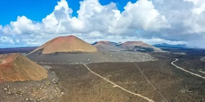 Framed Print : Volcanos in Timanfaya National Park on Lanzarote island travel aerial view panorama on Canary Islands in Spain Framed Print : Volcanos in Timanfaya National Park on Lanzarote island travel aerial view panorama on Canary Islands in Spain