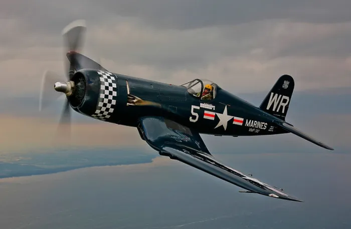 Framed Print : A Vought F4U-5 Corsair in VMF-312 markings during the Korean War, flying over Oshkosh, Wisconsin Framed Print : A Vought F4U-5 Corsair in VMF-312 markings during the Korean War, flying over Oshkosh, Wisconsin