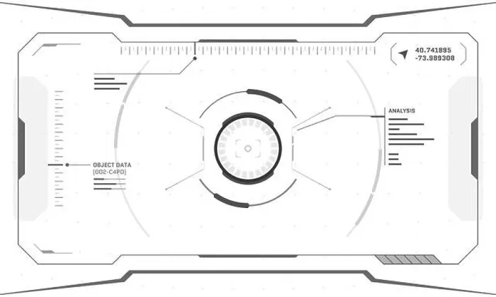Framed Print : VR HUD digital futuristic interface cyberpunk screen design on white background Framed Print : VR HUD digital futuristic interface cyberpunk screen design on white background