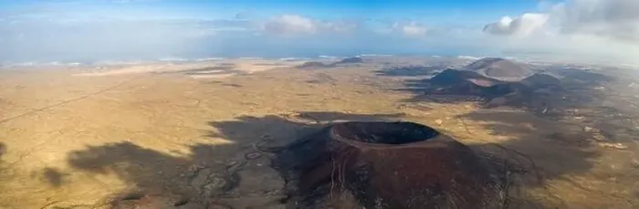 Framed Print : Vulcan Fuerteventura Calderon Hondo and volcanic mountain. Drone Shot Canary Island, Spain