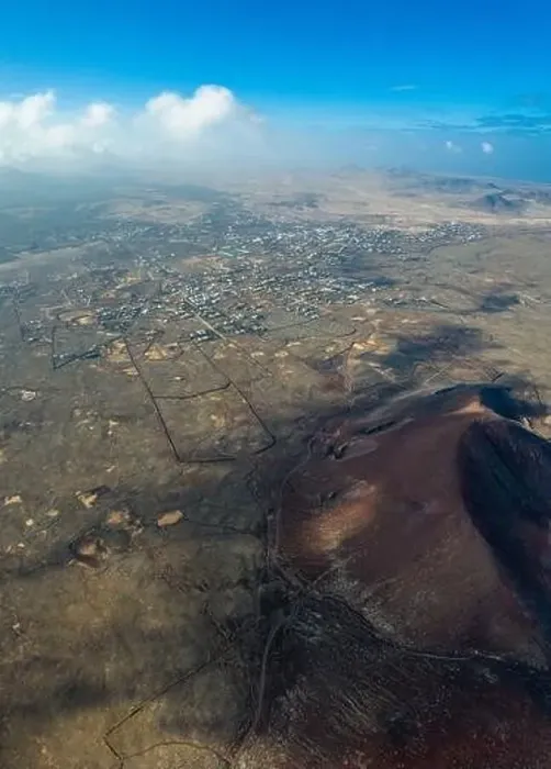 Framed Print : Vulcan Fuerteventura Calderon Hondo and volcanic mountain. Drone Shot Canary Island, Spain