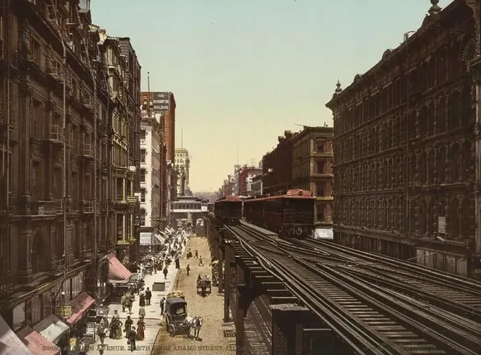 Framed Print : Wabash Avenue north from Adams Street, Chicago, Illinois 1900 Framed Print : Wabash Avenue north from Adams Street, Chicago, Illinois 1900