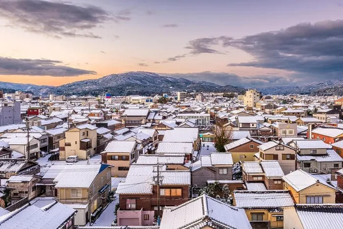 Framed Print : Wajima, Ishikawa, Japan town skyline in winter Framed Print : Wajima, Ishikawa, Japan town skyline in winter