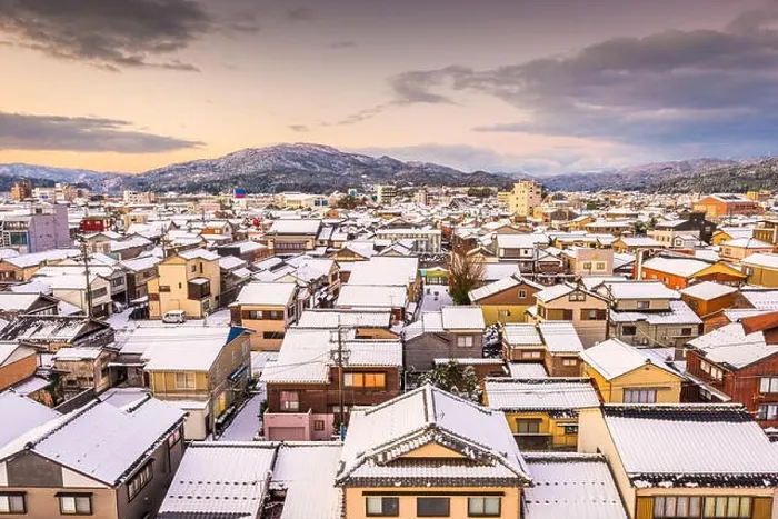 Framed Print : Wajima, Ishikawa, Japan town skyline in winter at twilight Framed Print : Wajima, Ishikawa, Japan town skyline in winter at twilight