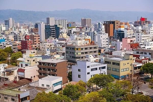 Wakayama City, Japan downtown cityscape in the afternoon