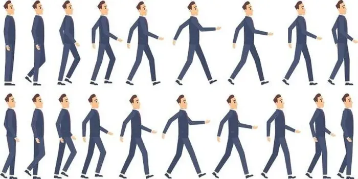 Framed Print : Walking animation. Business characters 2d animation key frames game cartoon sprite vector mascot
