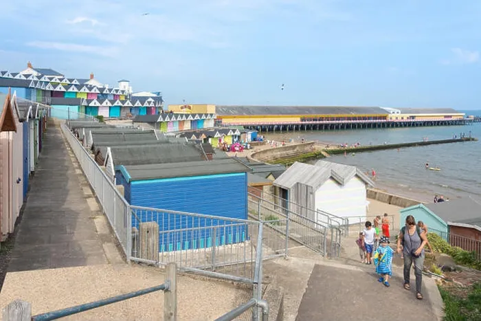 Framed Print : Walton Pier and beach huts, Walton-on-the-Naze, Essex, England, United Kingdom Framed Print : Walton Pier and beach huts, Walton-on-the-Naze, Essex, England, United Kingdom