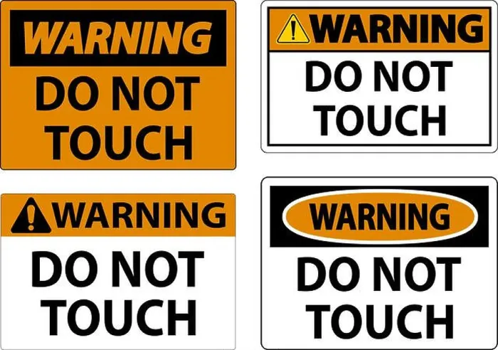 Framed Print : Warning Label Do Not Touch Framed Print : Warning Label Do Not Touch