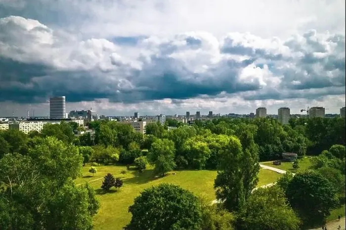 Framed Print : Warsaw, drone, bird view, aerial