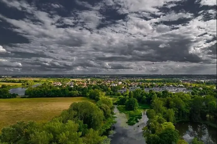 Framed Print : Warsaw, drone, bird view, aerial