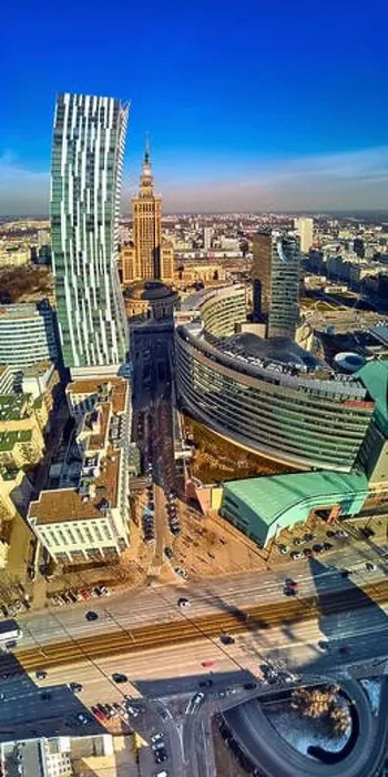 Framed Print : WARSAW, POLAND - FEBRUARY 23, 2019: Beautiful panoramic aerial drone view to the center of Warsaw City and Zlota 44 Framed Print : WARSAW, POLAND - FEBRUARY 23, 2019: Beautiful panoramic aerial drone view to the center of Warsaw City and Zlota 44