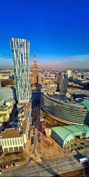 Framed Print : WARSAW, POLAND - FEBRUARY 23, 2019: Beautiful panoramic aerial drone view to the center of Warsaw City and Zlota 44 Framed Print : WARSAW, POLAND - FEBRUARY 23, 2019: Beautiful panoramic aerial drone view to the center of Warsaw City and Zlota 44