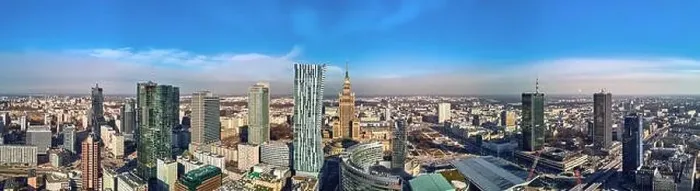 Framed Print : WARSAW, POLAND - FEBRUARY 23, 2019: Beautiful panoramic aerial drone view to the center of Warsaw City and Zlota 44 Framed Print : WARSAW, POLAND - FEBRUARY 23, 2019: Beautiful panoramic aerial drone view to the center of Warsaw City and Zlota 44