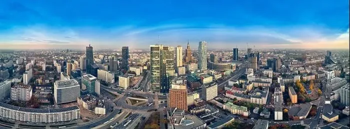 Framed Print : WARSAW, POLAND - OCTOBER 19, 2019: Beautiful panoramic aerial drone view to panorama cityscape of Warsaw modern City Framed Print : WARSAW, POLAND - OCTOBER 19, 2019: Beautiful panoramic aerial drone view to panorama cityscape of Warsaw modern City