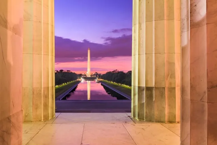 Framed Print : Washington DC at the Reflecting Pool and Washington Monument viewed from Lincoln Memorial Framed Print : Washington DC at the Reflecting Pool and Washington Monument viewed from Lincoln Memorial