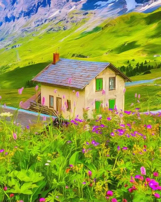Framed Print : Watercolor and oil painting nature landscape Framed Print : Watercolor and oil painting nature landscape
