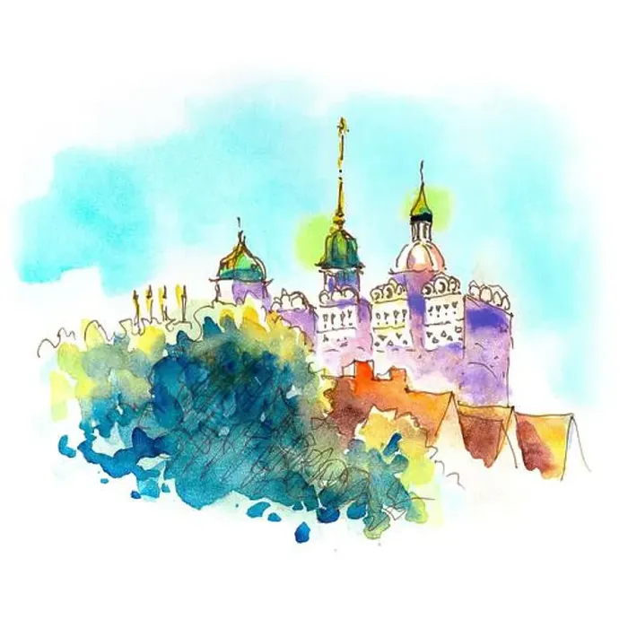 Framed Print : Watercolor sketch of Ducal Castle in Old Town in Szczecin, Pomerania, Poland Framed Print : Watercolor sketch of Ducal Castle in Old Town in Szczecin, Pomerania, Poland
