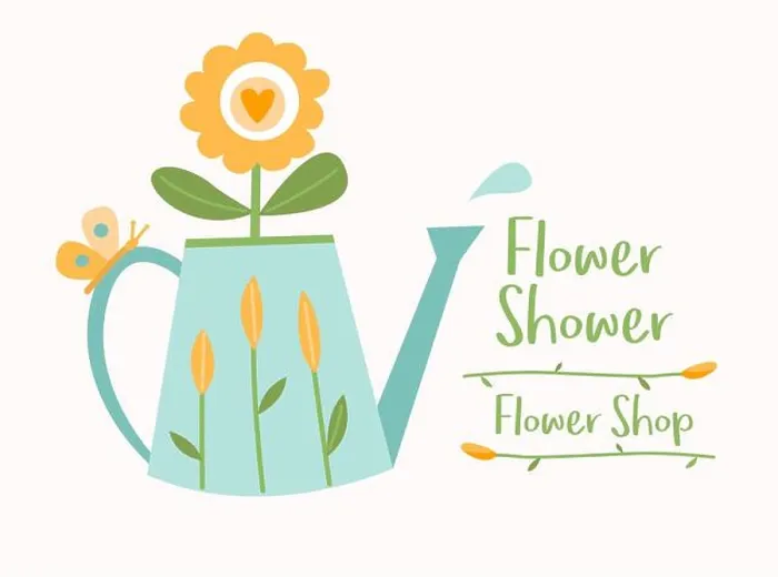 Framed Print : Watering can with flowers, butterfly and water drop, flower shop logotype vector template, logo design Framed Print : Watering can with flowers, butterfly and water drop, flower shop logotype vector template, logo design