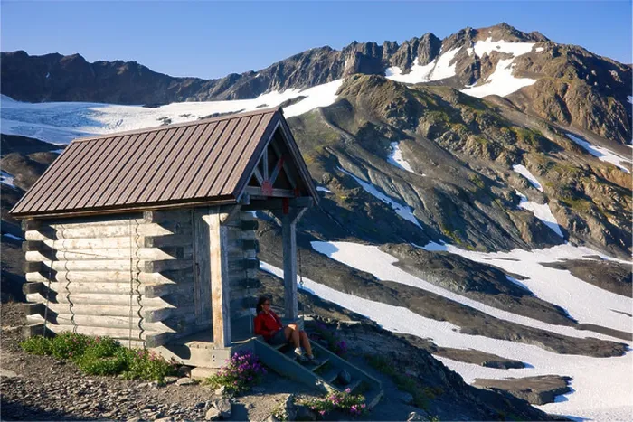 Framed Print : The weather shelter at the end of the Harding Icefield Trail, Kenai Fjords National Park, Alaska. (model released) Framed Print : The weather shelter at the end of the Harding Icefield Trail, Kenai Fjords National Park, Alaska. (model released)