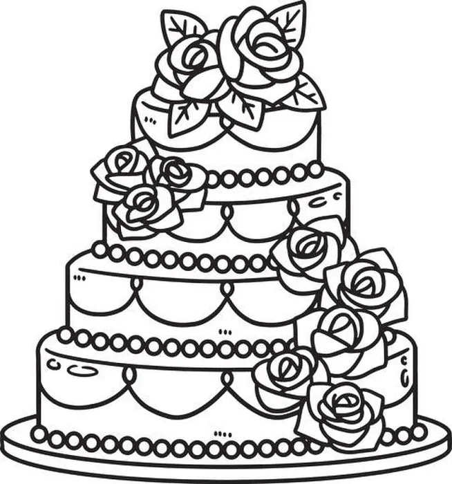 Framed Print : Wedding Cake Isolated Coloring Page for Kids Framed Print : Wedding Cake Isolated Coloring Page for Kids