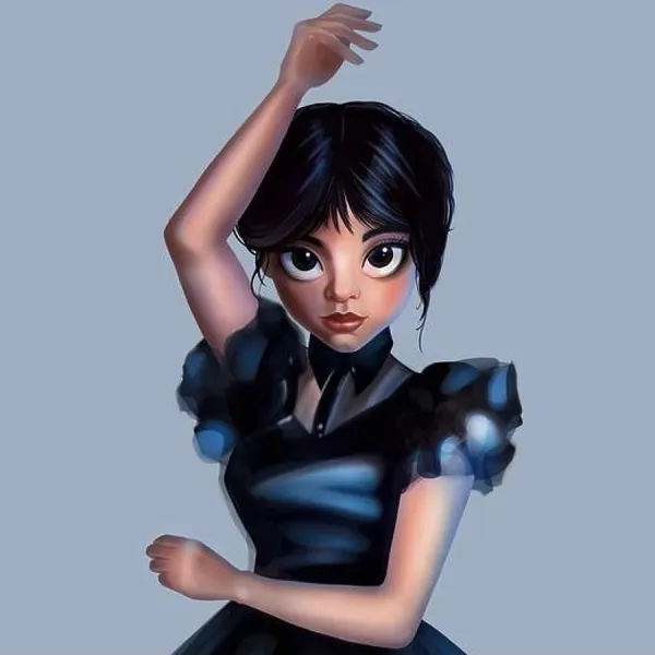 Wednesday Dancing Print: Sinister Goth Teen in Black Dress. Art Prints,  Posters & Puzzles from Alamy