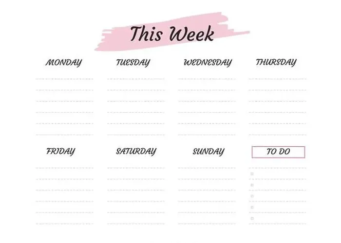 Framed Print : Weekly planner with pink and black, stationery organizer for daily plans, vector weekly planner template, schedules Framed Print : Weekly planner with pink and black, stationery organizer for daily plans, vector weekly planner template, schedules