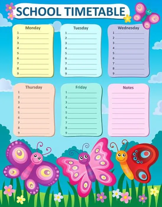 Framed Print : Weekly school timetable concept 4 Framed Print : Weekly school timetable concept 4