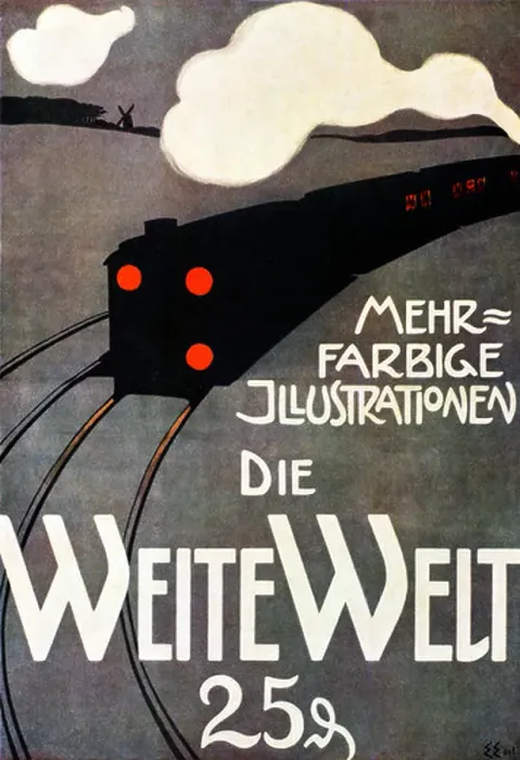 Framed Print : Weite Welt 1900 Art Nouveau poster for the German childrens magazine More Colourful Illustrations of the Wide World Framed Print : Weite Welt 1900 Art Nouveau poster for the German childrens magazine More Colourful Illustrations of the Wide World