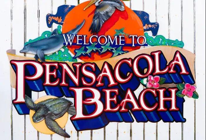 Framed Print : Welcome sign to Pensacola Beach, Gulf Coast, Florida, USA Framed Print : Welcome sign to Pensacola Beach, Gulf Coast, Florida, USA