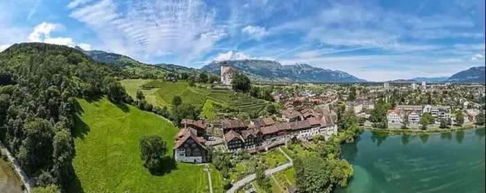 Framed Print : Werdenberg, Switzerland - 14 July 2024: drone view at the village of Werdenberg on Switzerland Framed Print : Werdenberg, Switzerland - 14 July 2024: drone view at the village of Werdenberg on Switzerland