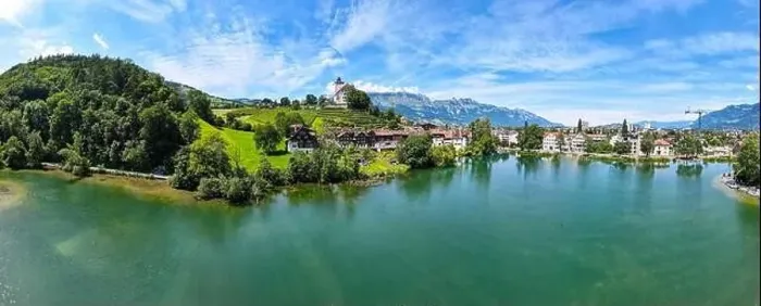 Framed Print : Werdenberg, Switzerland - 14 July 2024: drone view at the village of Werdenberg on Switzerland Framed Print : Werdenberg, Switzerland - 14 July 2024: drone view at the village of Werdenberg on Switzerland